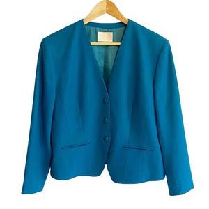 (TEAL) Vintage Pendleton 100% Virgin Wool Bright Teal Blazer womens size medium